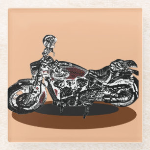 Indian MotorBike Birthday Glass Coaster
