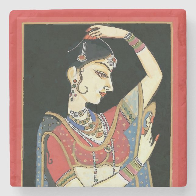Indian, Mughal Woman, Princess Stone Coaster (Front)