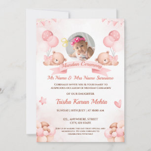 Indian Mundan Ceremony Invitation Girl