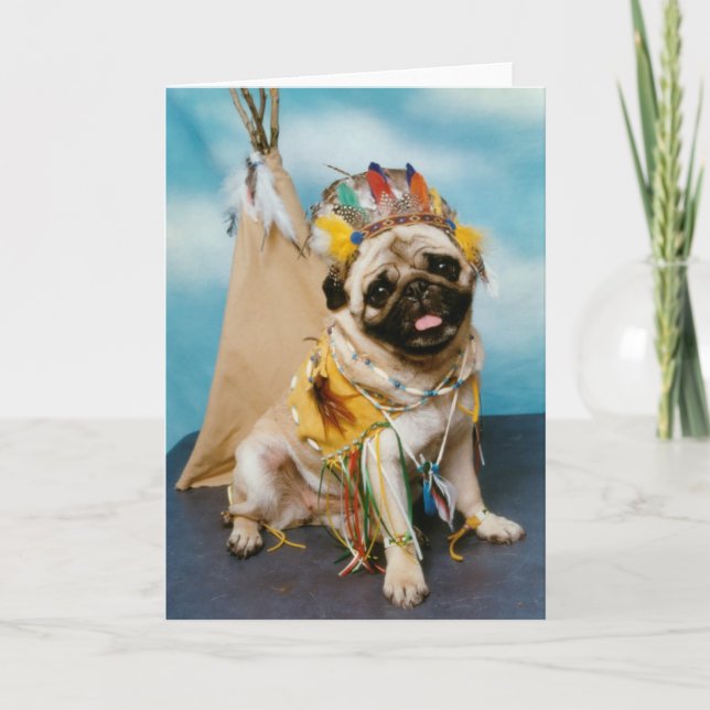 Indian Native American Pug Dog Card (Front)