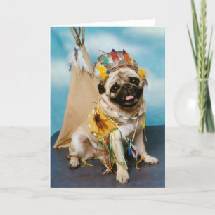 Indian Native American Pug Dog Card
