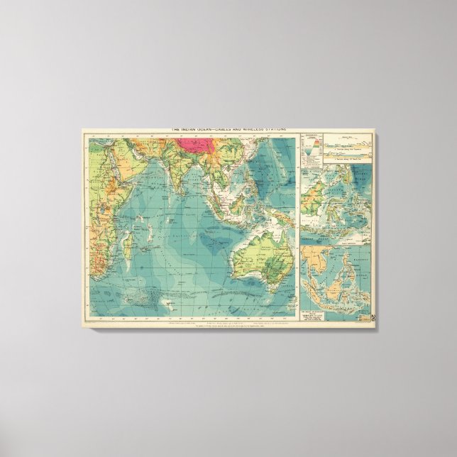 Indian Ocean cables, wireless stations Canvas Print (Front)