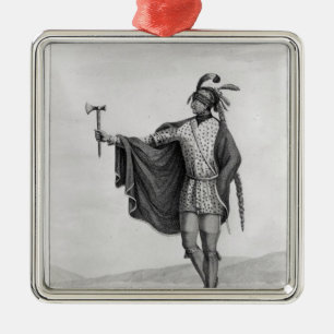 Indian of the Nation of Kaskaskia Metal Tree Decoration