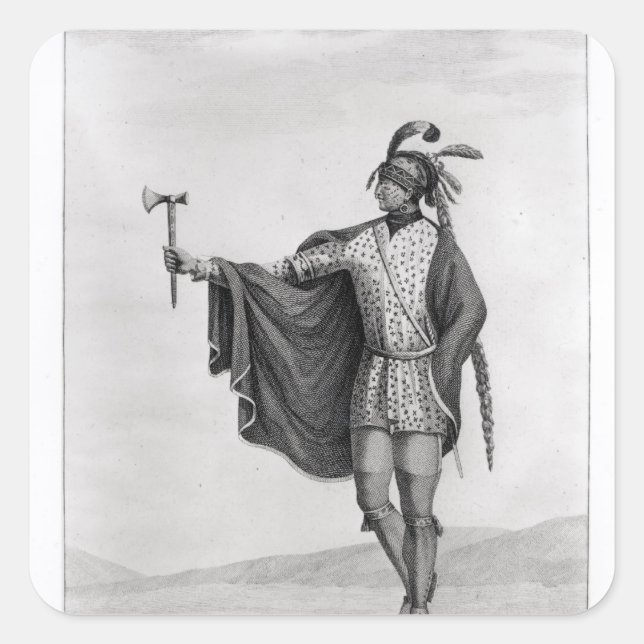 Indian of the Nation of Kaskaskia Square Sticker (Front)