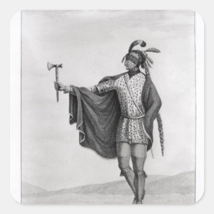 Indian of the Nation of Kaskaskia Square Sticker
