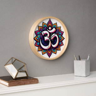 Indian Om meditation symbol Wall Clock