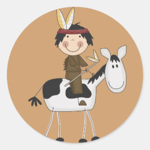 Indian on Horse Tshirts and Gifts Classic Round Sticker