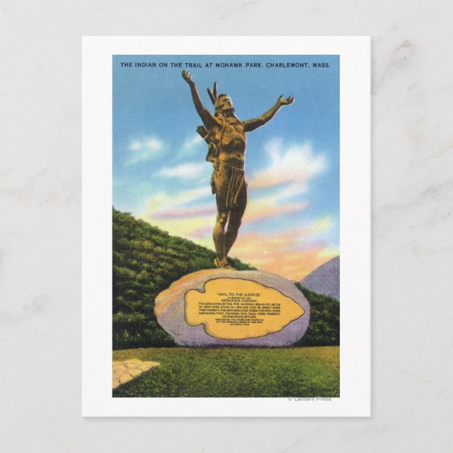 Indian on the Trail Statue at Mohawk Park View Postcard (Front)