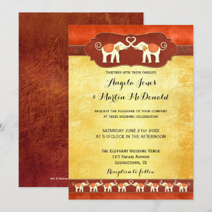 Indian or African White Elephants Wedding Invite
