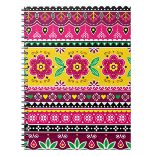 Indian or Pakistani truck art inspired seamless fo Notebook