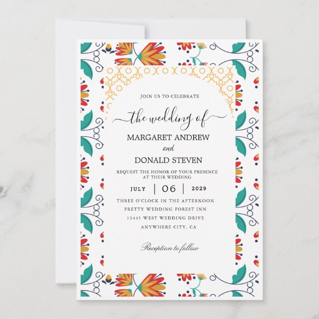 Indian ornament wedding invitation (Front)
