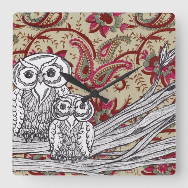 Indian Owls Clock (Front)