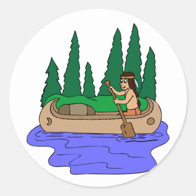 Indian Paddles Canoe Classic Round Sticker (Front)