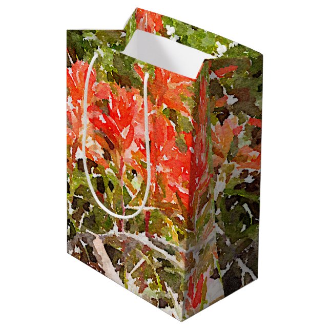 Indian Paint Brush WildFlower Watercolor Medium Gift Bag (Back Angled)