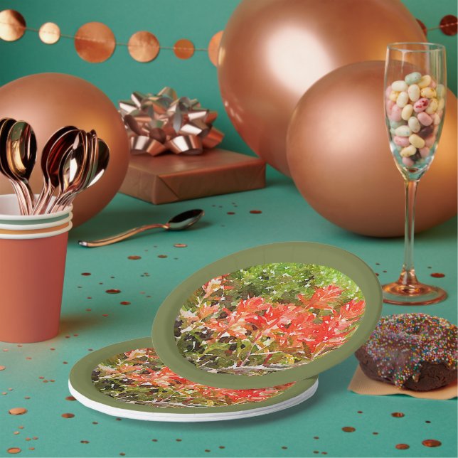 Indian Paint Brush WildFlower Watercolor Paper Plate (Multi)