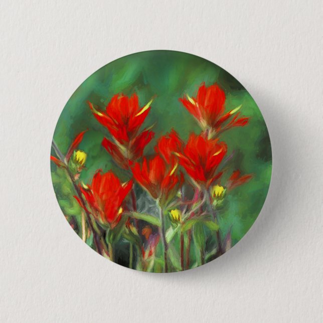 Indian Paintbrush Painting - Original Flower Art 6 Cm Round Badge (Front)
