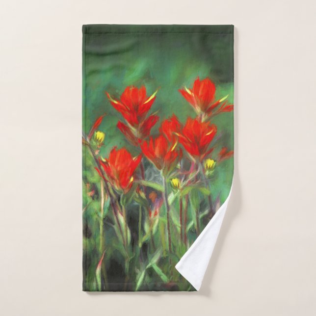 Indian Paintbrush Painting - Original Flower Art Bath Towel Set (Hand Towel)