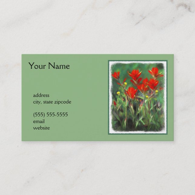Indian Paintbrush Painting - Original Flower Art Business Card (Front)