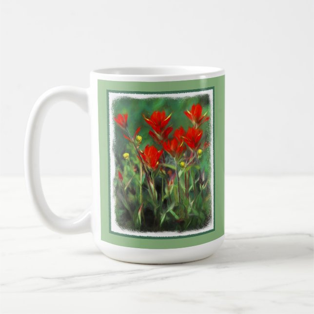 Indian Paintbrush Painting - Original Flower Art Coffee Mug (Left)