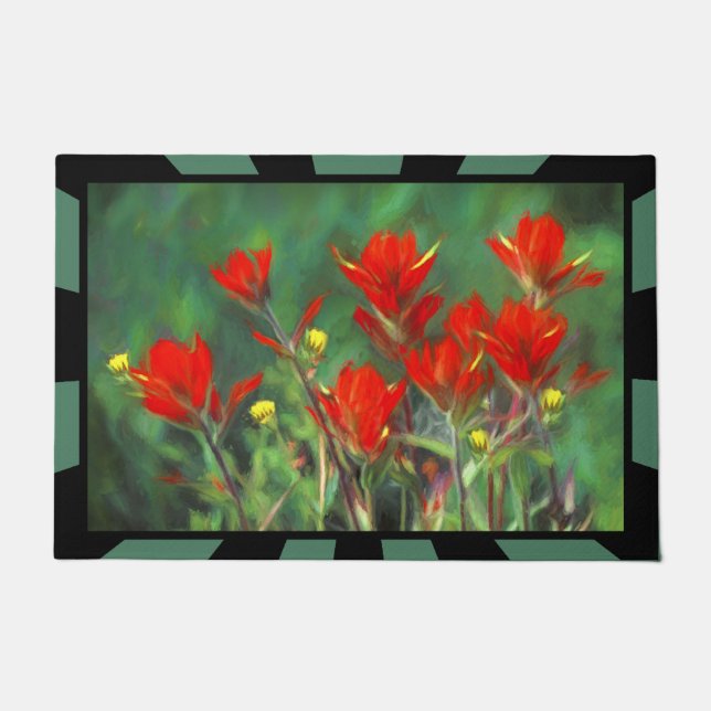 Indian Paintbrush Painting - Original Flower Art Doormat (Front)