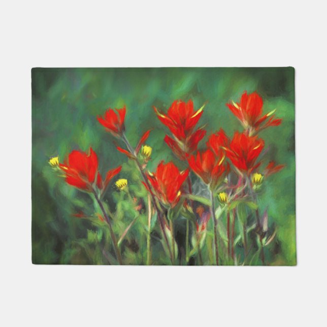 Indian Paintbrush Painting - Original Flower Art Doormat (Front)