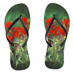 Indian Paintbrush Painting - Original Flower Art Flip Flops