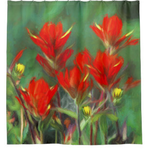 Indian Paintbrush Painting - Original Flower Art Shower Curtain