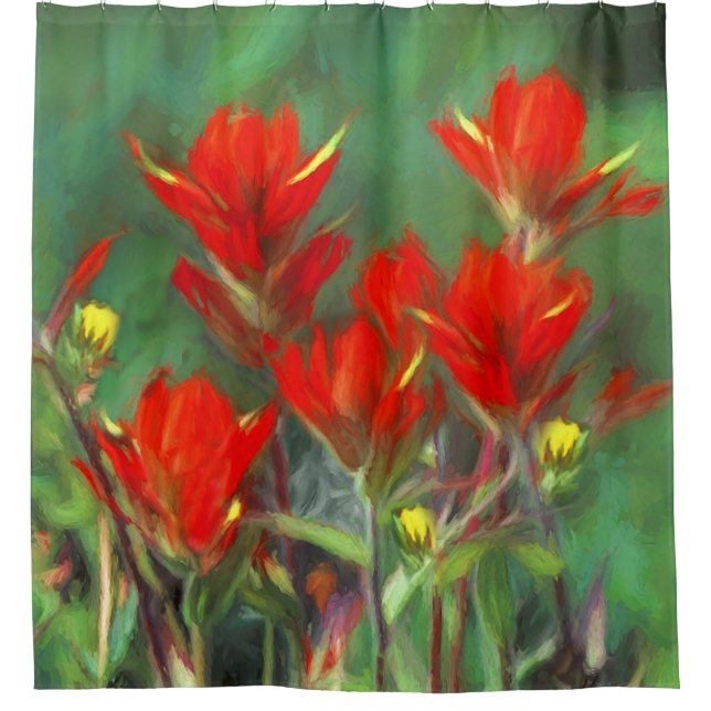 Indian Paintbrush Painting - Original Flower Art Shower Curtain (Front)