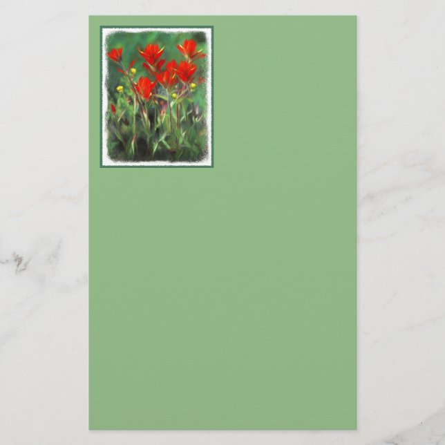 Indian Paintbrush Painting - Original Flower Art Stationery (Front)