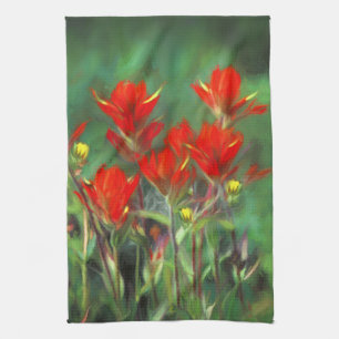 Indian Paintbrush Painting - Original Flower Art Tea Towel