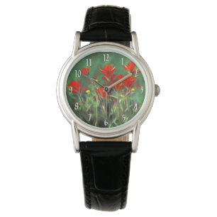 Indian Paintbrush Painting - Original Flower Art Watch