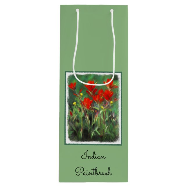 Indian Paintbrush Painting - Original Flower Art Wine Gift Bag (Front)