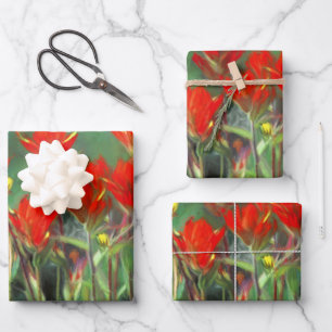 Indian Paintbrush Painting Original Wildflower Art Wrapping Paper Sheet