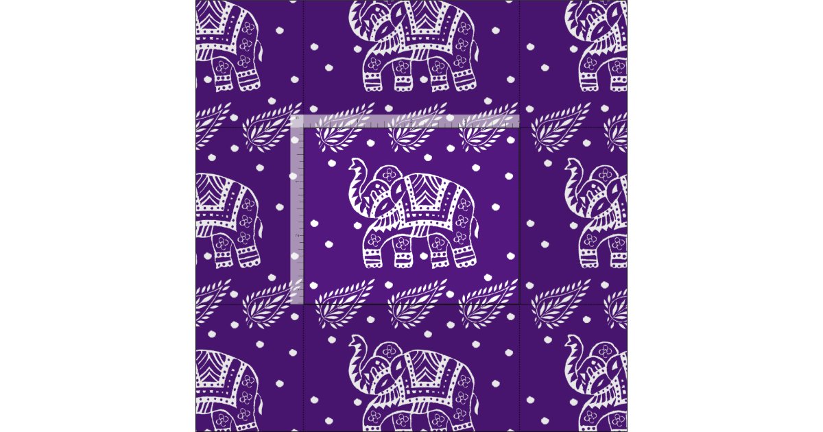 Indian Paisley and Elephant Blockprint Purple Fabric Zazzle