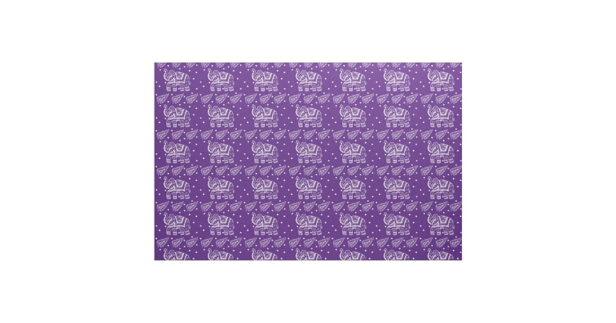 Indian Paisley and Elephant Blockprint Purple Fabric Zazzle