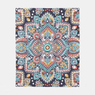 Indian Paisley: Ethnic Mandala Pattern Fleece Blanket