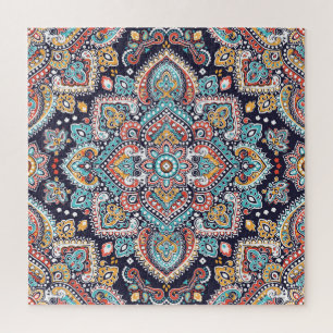 Indian Paisley: Ethnic Mandala Pattern Jigsaw Puzzle