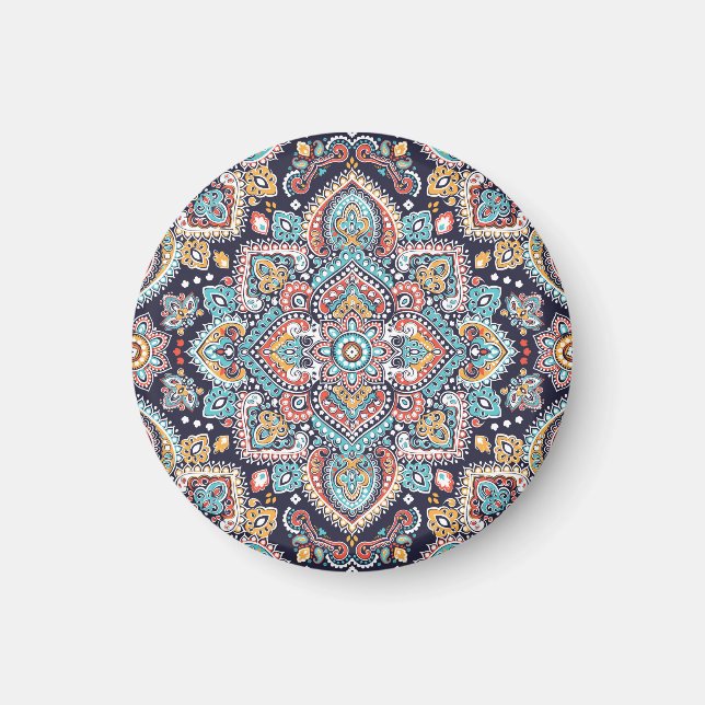 Indian Paisley: Ethnic Mandala Pattern Magnet (Front)
