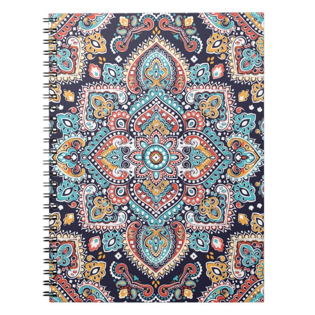 Indian Paisley: Ethnic Mandala Pattern Notebook (Front)