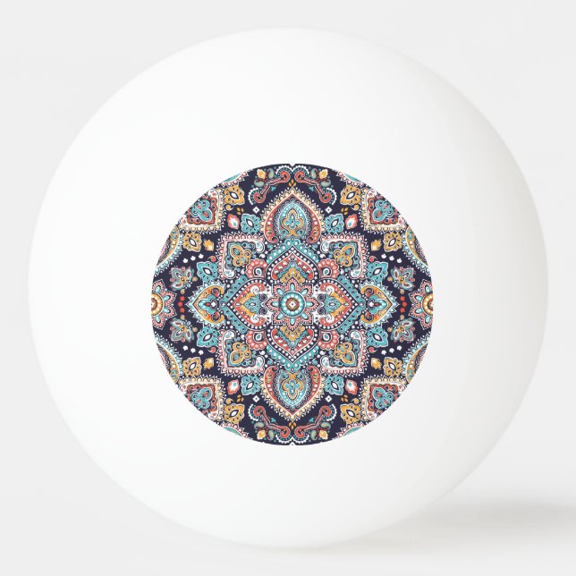 Indian Paisley: Ethnic Mandala Pattern Ping Pong Ball (Front)