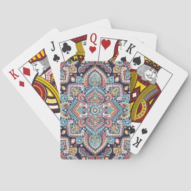 Indian Paisley: Ethnic Mandala Pattern Playing Cards (Back)
