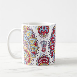 Indian paisley floral, ethnic medallion. coffee mug