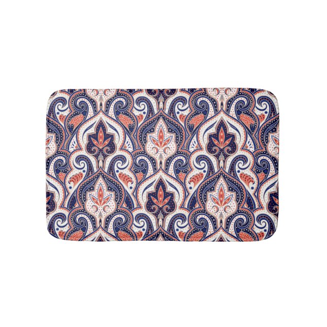 Indian Paisley: Floral Medallion Seamless. Bath Mat (Front)