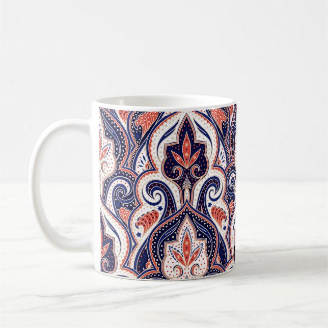 Indian Paisley: Floral Medallion Seamless. Coffee Mug (Left)