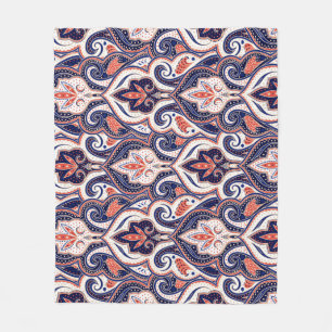 Indian Paisley: Floral Medallion Seamless. Fleece Blanket