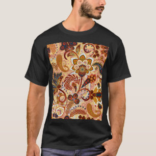 Indian Paisley: Floral Vintage Brown T-Shirt