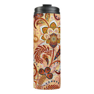 Indian Paisley: Floral Vintage Brown Thermal Tumbler