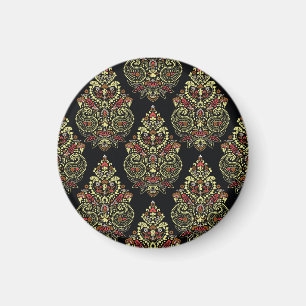 Indian paisley, geometric black background magnet