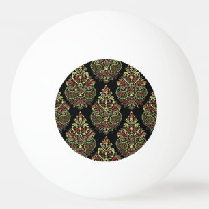 Indian paisley, geometric black background ping pong ball