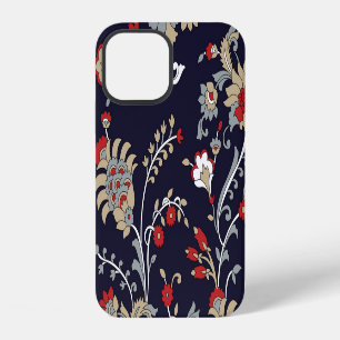 Indian paisley, navy background, traditional. iPhone 12 case